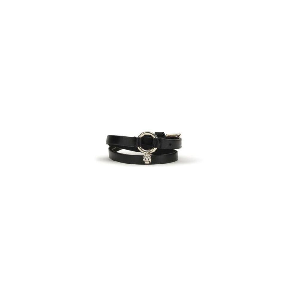 Alexander McQueen Calf Leather Bos Taurus Bracelet Women Black Bracelets